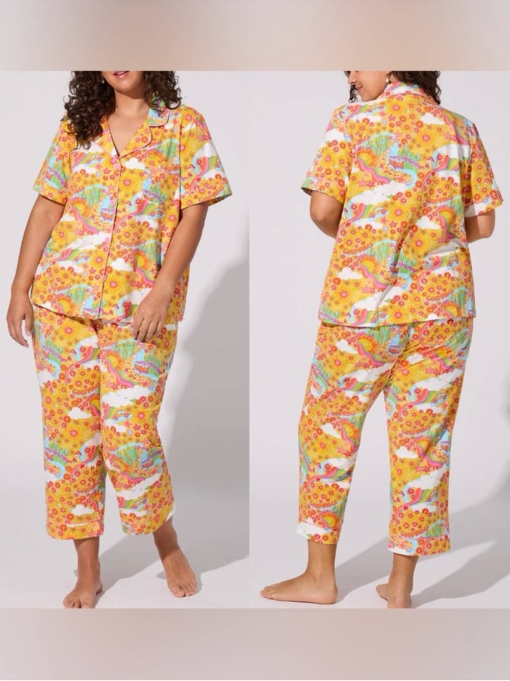 BedHead Pajamas PJ's Good Vibes Short Sleeve Classic Jersey Cropped PJ Set - Picture 6 of 16